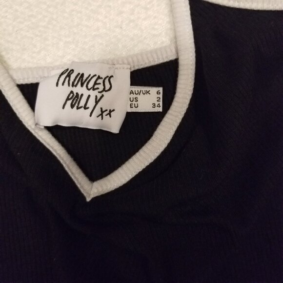 Princess Polly Black Mini Dress Bodycon White Piping Arabellae US 2  X-Small - Picture 3 of 11